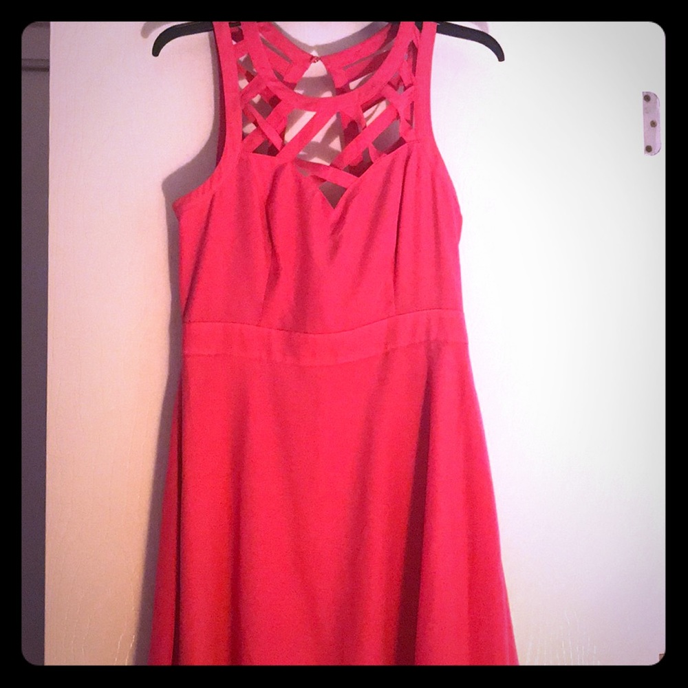 Pink dress with fun neck line!
